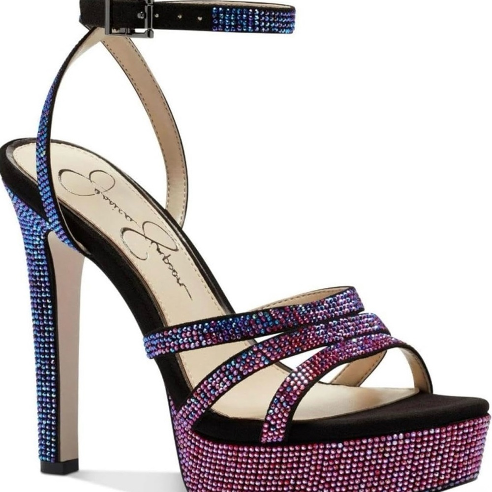 Multicolor Strappy Platform Heels